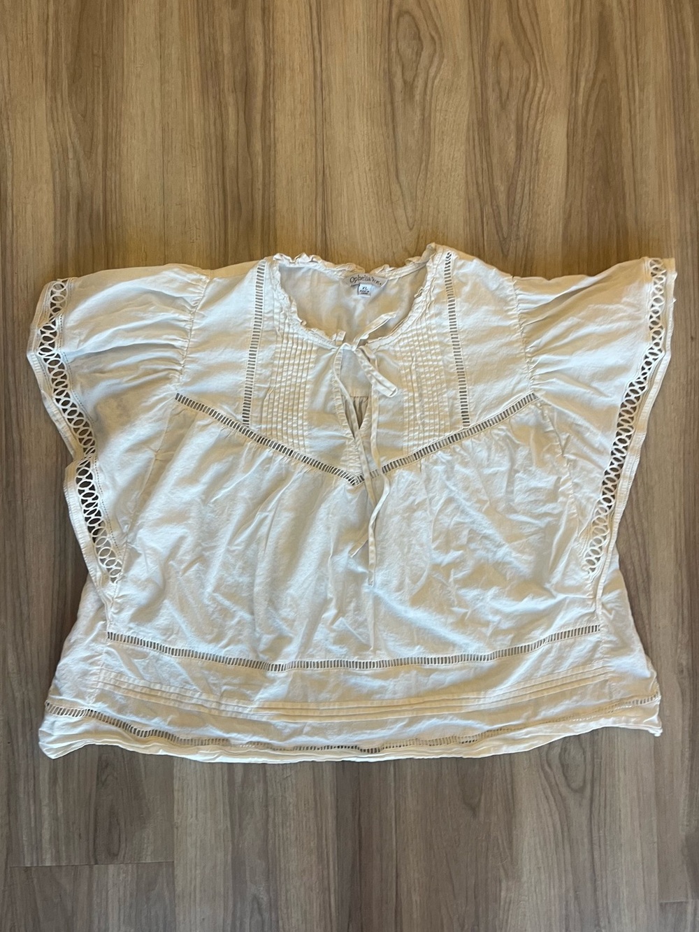 Lightweight White Crochet-Trim Women's Top